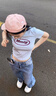 MMLG 87mm 短袖t恤女夏季新款正肩修身顯瘦韓系潮牌百搭短款上衣女 淺藍(lán)色 S 曬單實(shí)拍圖