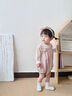 班喜迪女童連體衣秋裝嬰幼兒寶寶公主包屁衣背帶套裝春秋季外出爬服童裝 粉色 80cm 曬單實拍圖