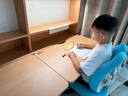 光明園迪燈桌一體兒童學(xué)習(xí)桌小學(xué)生書桌套裝可升降寫字桌課桌椅悅者120pro 悅者120 pro+V7-2T卡其+藍椅套 曬單實拍圖