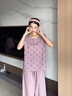 族瑪士高級感好看純棉睡衣女2026新款夏季刺繡無(wú)袖長(cháng)褲可外穿家居服套裝 S85256#純棉套裝-雕花紫 M 【建議80-120斤穿】尺碼偏大 曬單實(shí)拍圖