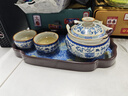 瓷牌茗茶具汝窯陶瓷泡茶壺一壺二杯家用輕奢帶茶盤(pán)功夫茶具會(huì )客泡茶防燙手 汝窯青花手抓壺二杯+繁花托盤(pán)小 曬單實(shí)拍圖