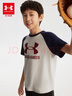 安德瑪（Under Armour）男童純棉T恤夏兒童舒適短袖男大童復古字母印花上衣夏裝241101019 卡其 160 （偏小一碼） 曬單實(shí)拍圖