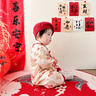 班喜迪嬰兒衣服秋裝嬰幼兒連體衣寶寶百天周歲禮服新中式抓周宴爬服春秋 紅色 80cm 曬單實(shí)拍圖