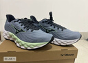 美津濃（MIZUNO）25年新款男女緩震回彈慢跑鞋輕盈透氣運動(dòng)鞋WAVE SKY 8 51/藍色/灰藍色/綠色 42 (270mm) 曬單實(shí)拍圖