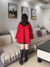 TKSY新中式國風盤扣毛呢外套女秋冬2025新款斗篷披肩嘉興雙面羊毛大衣 中國紅- M 【80-125斤】 曬單實拍圖
