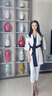 PORTS寶姿 秋冬新品女裝中袖撞色拼接中長(zhǎng)款風(fēng)衣LA8T020FFD021 黑 白 XS (2) 曬單實(shí)拍圖