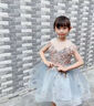 思妙星兒童禮服裙公主裙高端女童鋼琴演奏演出服花童小女孩主持人晚禮服 藍(lán)色短款 120 曬單實(shí)拍圖