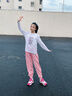 馬克華菲女童褲子兒童秋季百搭休閑長褲中大童春秋款運動褲新款時尚束腳褲 粉 m可愛云X 110 曬單實拍圖