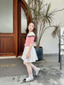 班尼路童裝女童裙子夏季兒童半身裙2025年新款洋氣學(xué)院風(fēng)短裙JK百褶裙 淺粉 BNL粉心兔寶寶QS 140 曬單實拍圖