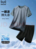 貓人（MiiOW）涼感運(yùn)動(dòng)套裝男士夏季潮流冰絲速干短袖T恤男跑步短褲男兩件套 曬單實(shí)拍圖