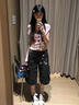 LDBE美式復(fù)古直筒迷彩工裝短褲女夏季2025新款寬松顯瘦高腰休閑七分褲 迷彩 常規(guī) S 曬單實(shí)拍圖