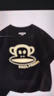 大嘴猴（paul frank）童裝兒童2025夏季新款T恤男童短袖洋氣女童可愛舒適純棉百搭上衣 433F黑金色 150 曬單實拍圖