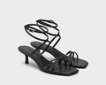 CHARLES&KEITH25夏新品法式方頭細跟綁帶涼鞋高跟鞋CK1-60361565 Black黑色 38 （245） 曬單實拍圖