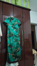 應否真絲旗袍長(cháng)款春夏新款中國風(fēng)改良日常真絲禮服裙女氣質(zhì)修身顯瘦 綠色 C-13 2XL 曬單實(shí)拍圖