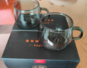 茶皇子（CHAHUANGZI）玻璃茶杯耐熱帶把透明小號水杯家用辦公室泡茶杯功夫品茗小茶杯 品茗杯+杯架套裝（煙灰色） 150ml 曬單實(shí)拍圖