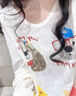 槿城小眾趣味印花長袖T恤女薄款防曬上衣春季時髦慵懶寬松設(shè)計(jì)感罩衫 杏色 L 曬單實(shí)拍圖