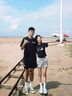 MDlila小狗情侶裝一男一女套裝2025年新款夏季裝正肩修身短袖t恤衣服 男黑+女白（長短款） L 男+女M 曬單實拍圖