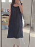素織錦夏季女裝藍(lán)色套裝連衣裙女格長(zhǎng)裙子女夏季2025新款法式小個(gè)子背心 寬松復(fù)古深藍(lán)色格子裙 M 曬單實(shí)拍圖