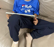 FILA KIDSx原田治聯(lián)名系列兒童短袖T恤2025夏季新款大童涼感上衣 RD寶藍-NV 140 曬單實拍圖