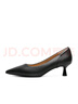 百麗（Belle）通勤細(xì)高跟單鞋女商場款真皮淺口單鞋C1U1DCQ4 黑色 39 (245mm) 曬單實(shí)拍圖