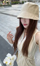 MMOPTOP漁夫帽子女夏季透氣薄款顯臉小遮陽(yáng)防曬帽休閑水桶盆帽 曬單實(shí)拍圖