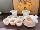 尚置璞玉白瓷功夫茶具套裝整套高檔輕奢家用辦公室泡茶蓋碗茶杯公道杯 月泉杯-蓋碗茶具套裝禮盒裝 10頭 曬單實(shí)拍圖