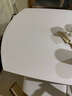 上林春天中古風(fēng)實(shí)木巖板餐桌椅組合可伸縮方圓兩用吃飯桌子小戶(hù)型家用飯桌 胡桃木色-啞光純白【船槳椅】 1.3米 一桌四椅 曬單實(shí)拍圖