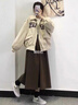 FSHE棒球服女春秋2025新款加厚美式復(fù)古字母寬松長袖上衣外套女 杏色 [面料] 加厚 M [建議90-105斤] 曬單實(shí)拍圖