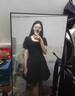 冶芷顯瘦收腰連衣裙方領(lǐng)小個子裙子女2025夏季新款法式赫本風(fēng)連衣裙 法式小黑短裙 L 曬單實拍圖