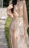丹珠娜（DanZhuNa）新中式連衣裙女裝春季新款國風(fēng)漢服女氣質(zhì)法式溫柔吊帶長裙子夏季 開衫+吊帶連衣裙 L 曬單實(shí)拍圖