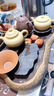 柏尼森復古粗陶茶盤(pán)功夫茶具陶瓷干泡盤(pán)大號家用儲水式茶盤(pán)中國風(fēng)荷葉 粗陶鎏金-四蓮干泡盤(pán) 曬單實(shí)拍圖