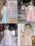 九能漢服女童古裝2025新款兒童仙女襦裙古風(fēng)連衣裙禮服夏季公主裙演出 漸變藍(lán) 偏小 130 適合身高116-125cm 約38-47斤 曬單實(shí)拍圖