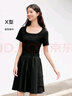 森馬（Semir）【連衣裙合輯】夏天女法式慵懶風(fēng)裙子復(fù)古學(xué)院風(fēng)針織裙雪紡碎花裙 Z款工裝風(fēng)短裙-黑色90001 M 曬單實(shí)拍圖
