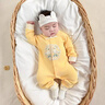 迪士尼（Disney）嬰兒衣服春秋款連體衣純棉新中式中國(guó)風(fēng)洋氣小月齡百天寶寶滿(mǎn)月服 米杏色【四季款國(guó)風(fēng)連體衣】 59cm 建議0-3月 體重9-12斤 曬單實(shí)拍圖