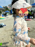 眺德高女童夏季泳衣小女孩夏款洋氣碎花泳裝女寶寶夏天海邊游泳套裝 藍色碎花泳衣 【送帽子】 110 【建議20-45斤】 曬單實(shí)拍圖