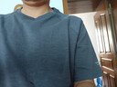 季言竹節(jié)棉高端t恤男士短袖 夏季圓領(lǐng)美式休閑插肩半袖運(yùn)動(dòng)打底衫潮男 藍(lán)色 L 曬單實(shí)拍圖