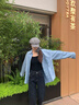 塔馳密司 TOUCH MISS顯瘦高腰九分哈倫褲女春秋季輕奢休閑寬松牛仔褲老爹褲 黑灰 單款 28 曬單實(shí)拍圖