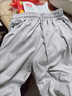 愛(ài)麥依夏季運動(dòng)闊腿褲女薄款寬松高腰百搭休閑長(cháng)褲墜感束腳燈籠褲九分褲 淺灰色 M 90-105斤 曬單實(shí)拍圖