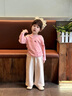 班喜迪女童褲子春秋款2025新款洋氣時髦寶寶休閑長褲秋裝兒童直筒闊腿褲 米色 90 曬單實拍圖