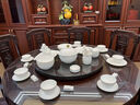 玉瓷春釉下彩餐具套裝景德鎮(zhèn)陶瓷碗碟盤子組合家用輕奢金邊碗具喬遷送禮 水立方80件套 順豐包郵 曬單實(shí)拍圖