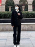 TKSY加絨牛仔褲女冬季2025年新款加厚寬松高腰闊腿褲子秋冬黑色直筒褲 黑色 -常規(guī)/款【適合160-165 加絨 26 適合86-95斤 曬單實拍圖