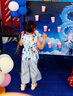 女童哪吒敖丙夏季套裝2025新款兒童背心闊腿褲炸街兩件套寶寶夏裝 藍色 雪紡 120 cm 曬單實拍圖