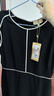 PORTS寶姿 新品 女裝優(yōu)雅撞色滾邊包袖連衣裙ALN8D145KWB008 黑色 M (6) 曬單實(shí)拍圖