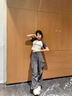 舒翎灰色運動褲女夏薄款2025年新款高腰闊腿降落傘褲子休閑顯瘦工裝褲 灰色 L 110-120斤 曬單實拍圖