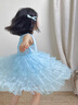 圖圖小象兒童公主裙女童2025新款中大童甜美背心裙女童生日禮服寶寶蓬蓬裙 藍色 120 身高約120cm 曬單實拍圖