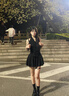 爾山集黑色性感假兩件蕾絲連衣裙女2025夏季純欲掛脖裙子小個(gè)子高腰顯瘦 黑色性感掛脖連衣裙 M （95-105斤 送短褲） 曬單實(shí)拍圖