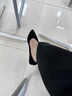 啄木鳥真軟皮高跟鞋女2025春秋季新款韓版百搭尖頭單鞋女韓版中跟工作鞋 黑色絨面- 3cm 38 曬單實拍圖