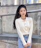 JAVC韓系休閑百搭復古POLO領(lǐng)修身單排扣針織開(kāi)衫女2025春秋季長(cháng)袖氣質(zhì) 杏色 L 建議 105-115斤 曬單實(shí)拍圖