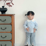 波步女童襯衫2025新款秋裝女寶寶娃娃領(lǐng)長袖襯衣百搭打底衣春秋款衣服 【藍(lán)色】8173 100 曬單實拍圖