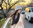 十竹毛線帽韓系鉤花針織帽女2025新款日系甜美蕾絲鏤空花朵包頭帽文藝 米色【顯臉小/柔軟舒適】 曬單實拍圖